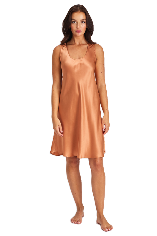 Mono Silk Short Nightdress Cinnamon
