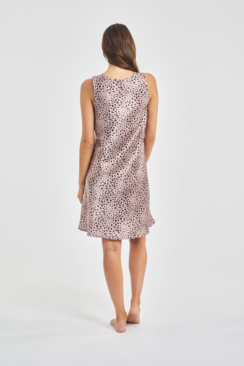 Mono Silk Short Nightdress Leopard* Special