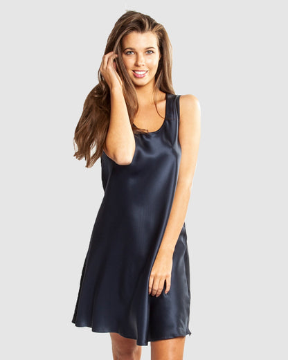 Mono Silk Short Nightdress Navy