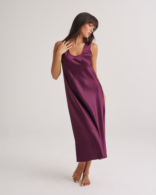 Mono Silk Long Nightdress Merlot