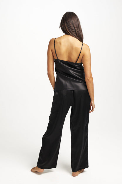 Silk Pants Black Wide Leg