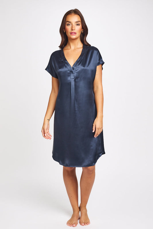 Silk Sleepshirt Navy