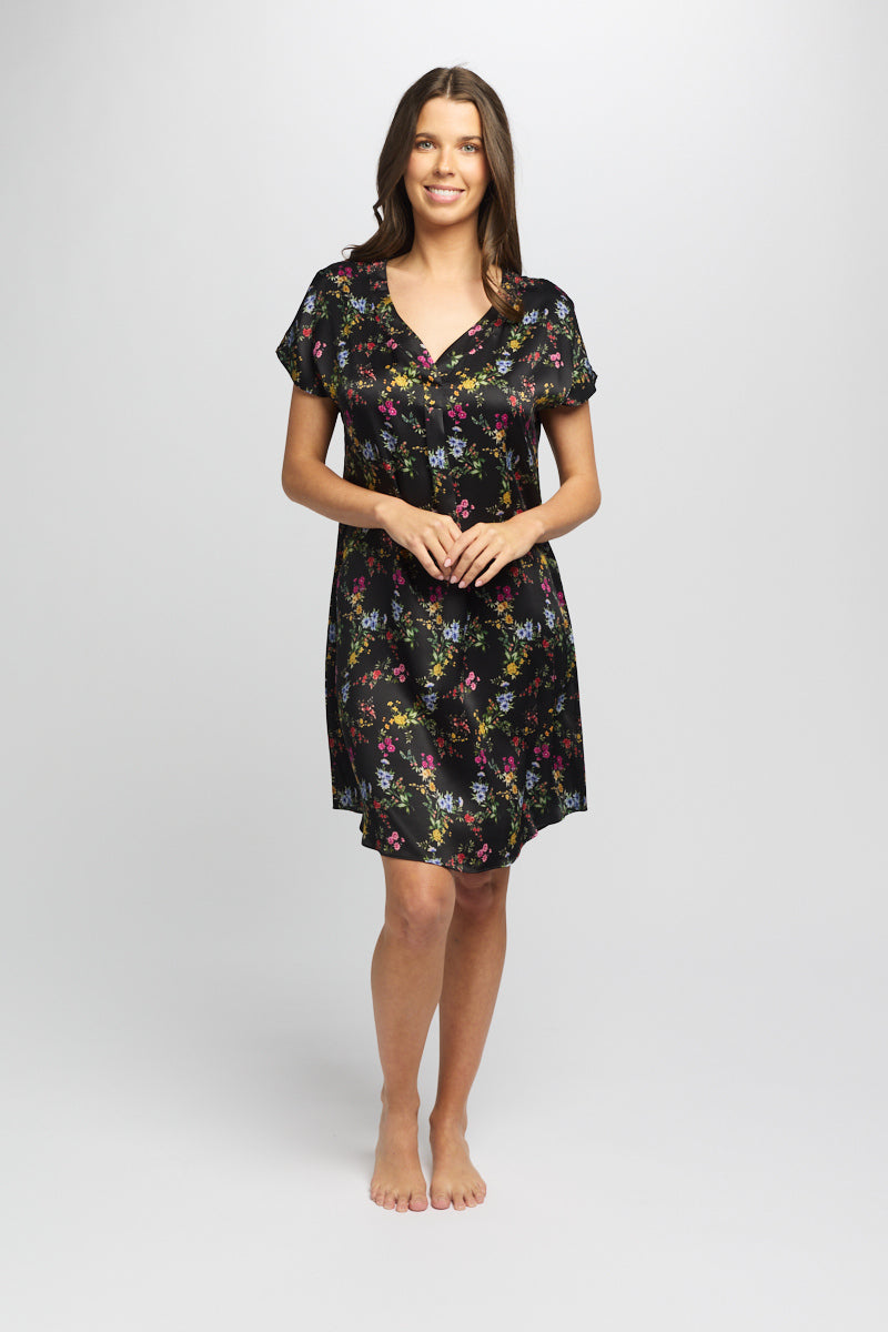 Silk Sleepshirt Midnight Garden