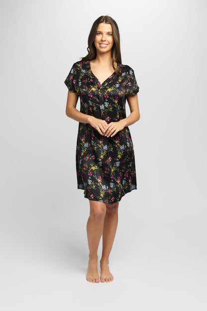 Silk Sleepshirt Midnight Garden