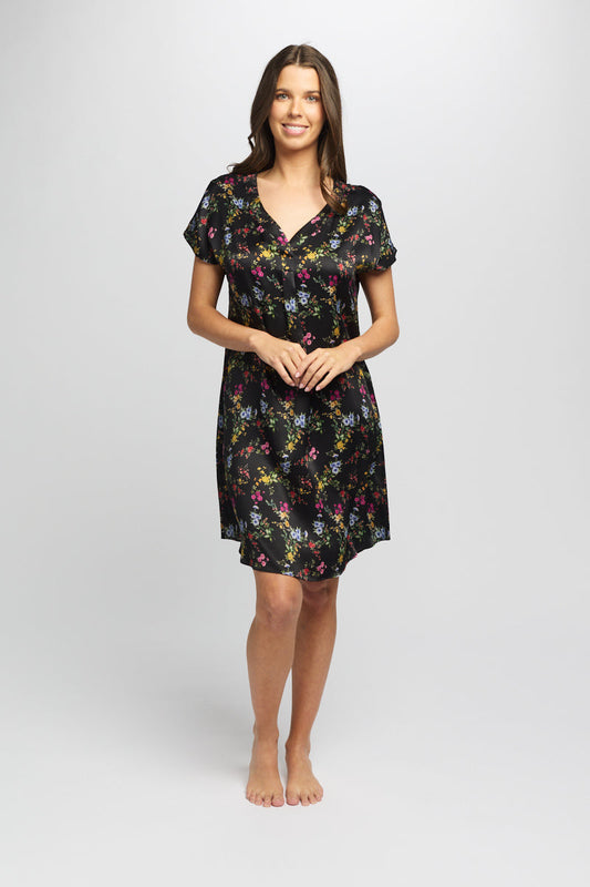 Silk Sleepshirt Midnight Garden
