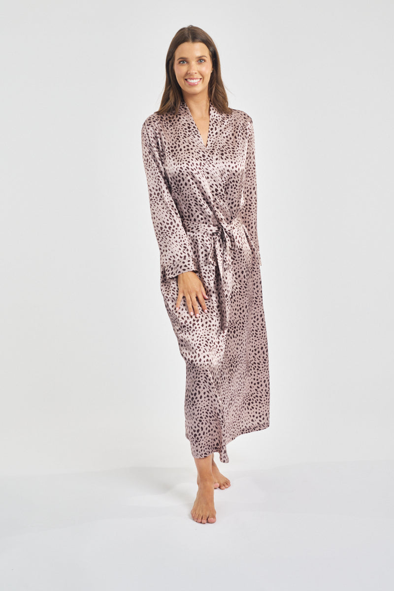 Mono Silk Long Nightdress Leopard* Special