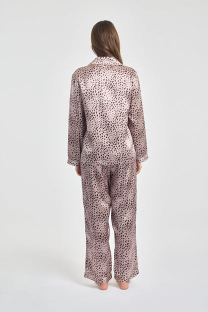 Silk Piped Pajama Set Leopard* Special