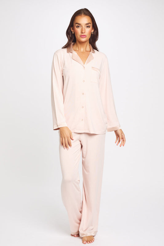 Premium Modal Silk Trim PJ Set Rosewater *Special