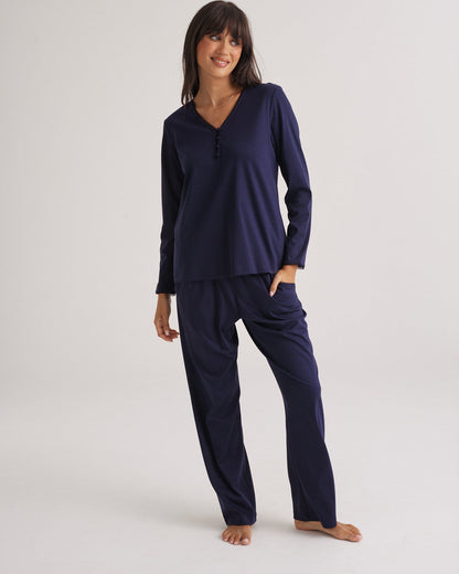 Supima Cotton Lace Trim Top Midnight