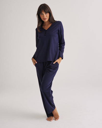 Supima Cotton Lace Trim Top Midnight