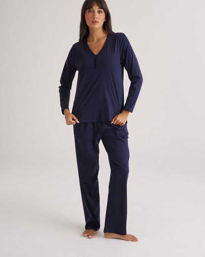 Supima Cotton Lace Trim Top Midnight