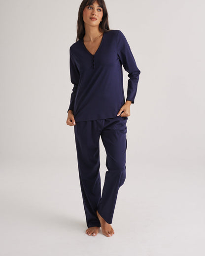 Supima Cotton Lace Trim Top Midnight