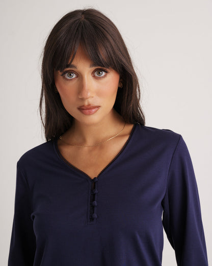 Supima Cotton Lace Trim Top