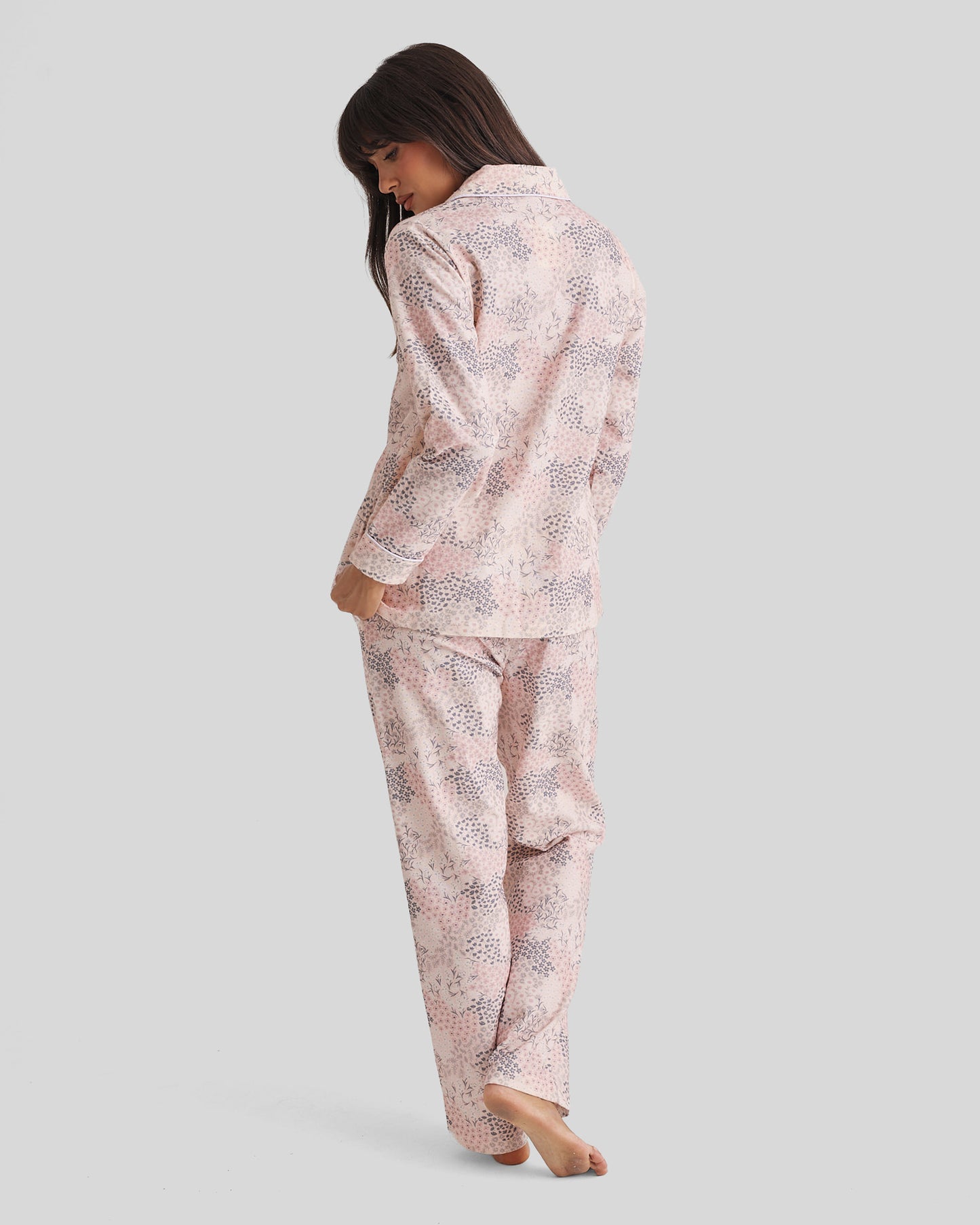 Brushed Cotton PJ Set Rosewater Garden