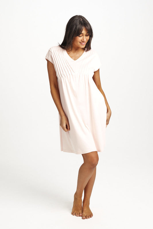 Supima Cotton Pintuck Nightie Rosewater