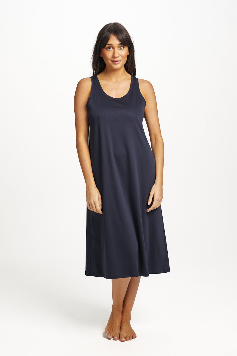 Supima Cotton Long Tank Nightie Navy
