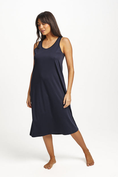 Supima Cotton Long Tank Nightie Navy