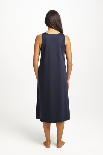 Supima Cotton Long Tank Nightie Navy