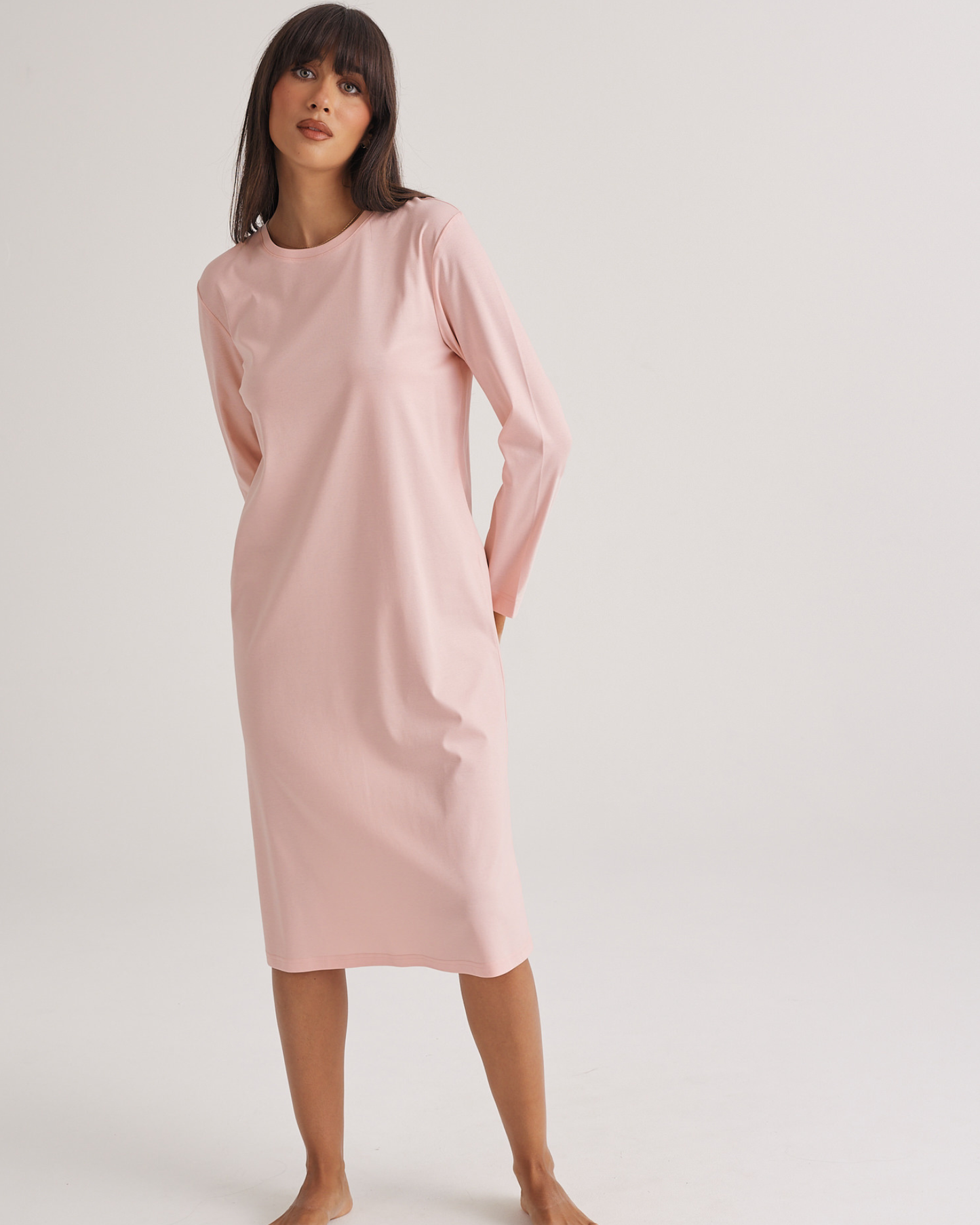 Supima Cotton Long Sleeve Tee Nightie Rosewater
