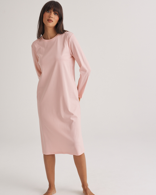 Supima Cotton Long Sleeve Tee Nightie Rosewater