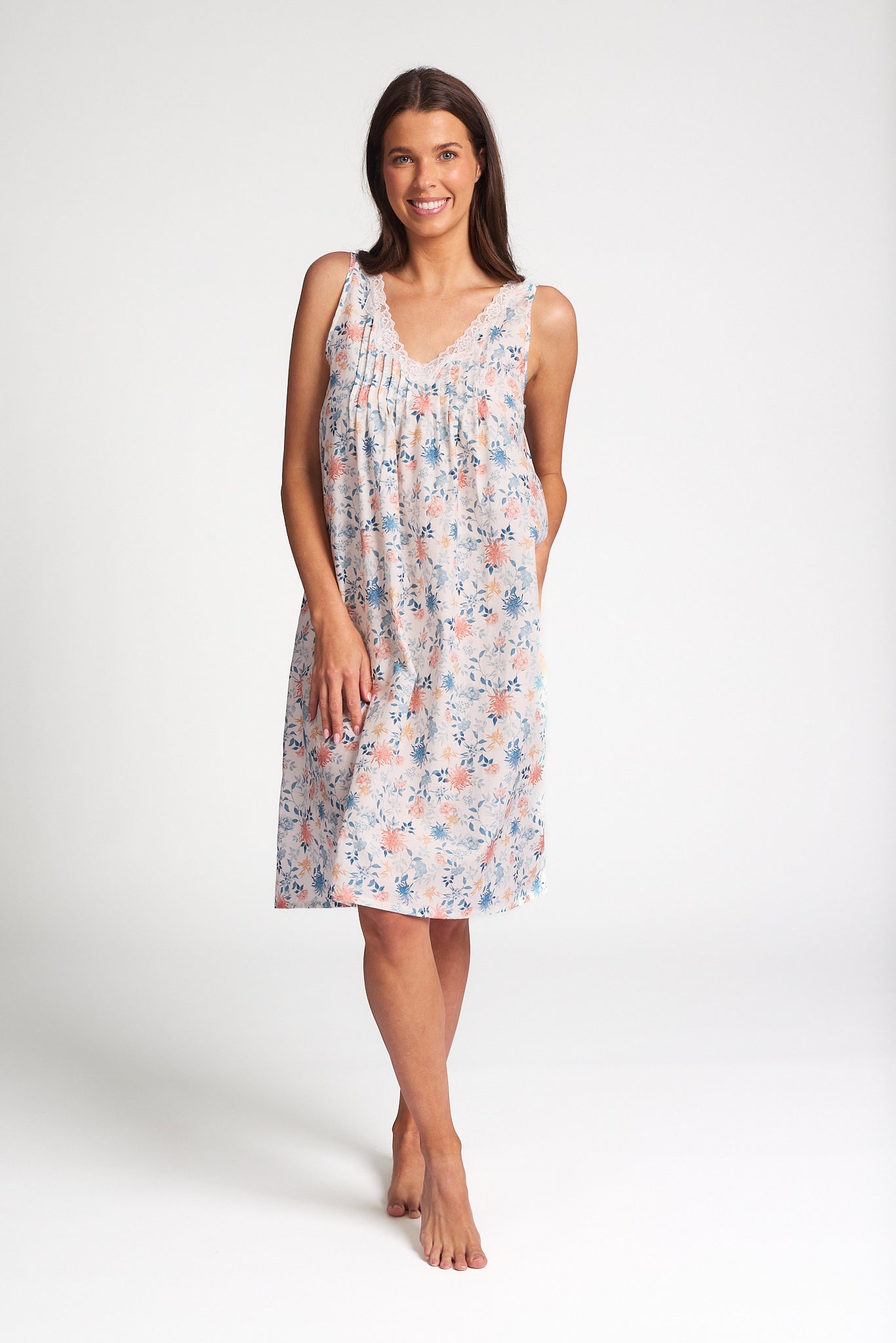 Cotton Silk Nightie Light Floral