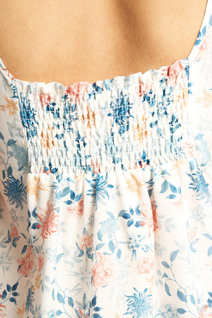 Cotton Silk Nightie Light Floral