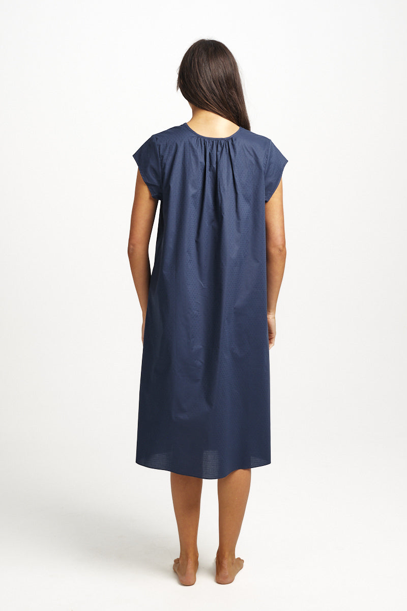 New Cotton Spot Cap Sleeve Nightie Navy LL861