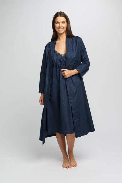 Cotton Spot Built Up Shoulder Nightie  Navy LL863