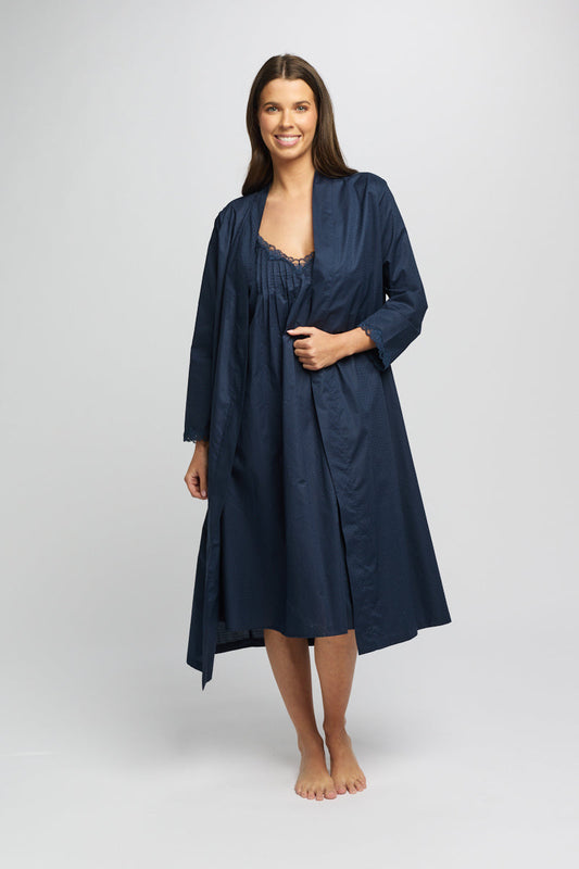 Cotton Spot Robe Navy  LL874