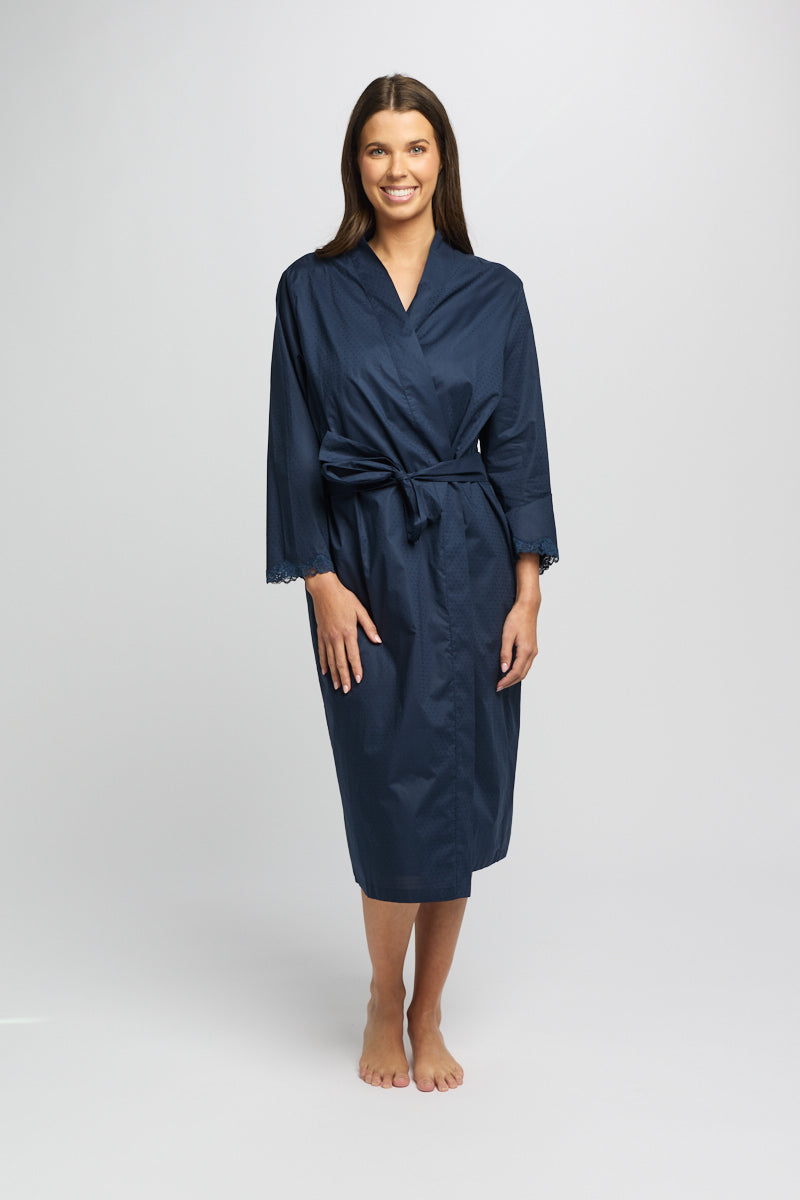 Cotton Spot Robe Navy  LL874