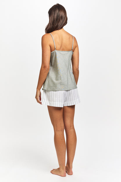 Linen Sage Stripe Short