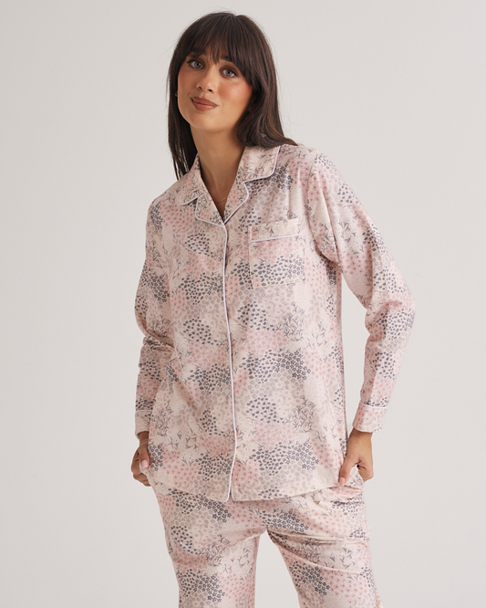 Brushed Cotton PJ Set Rosewater Garden