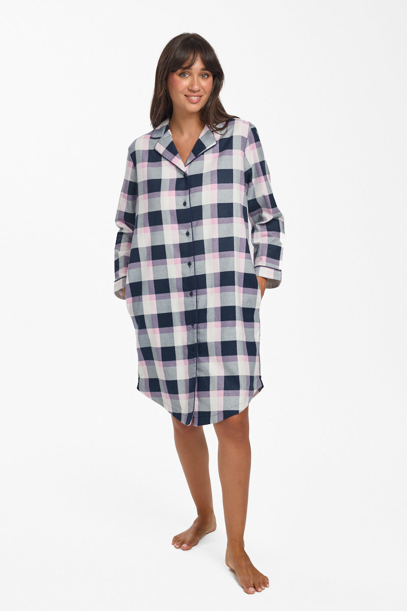 Brushed Cotton Check Nightshirt