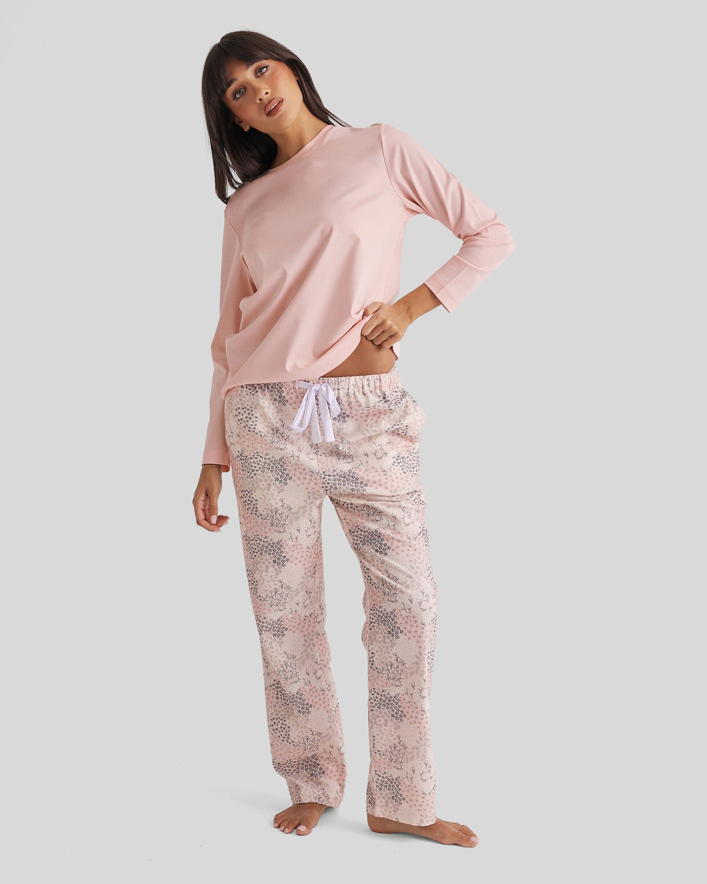 New Brushed Cotton PJ Pant Rosewater Garden