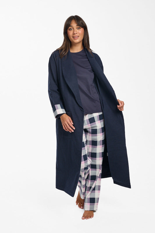 Brushed Cotton Check Robe