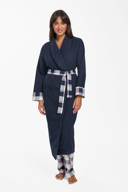 Brushed Cotton Check Robe