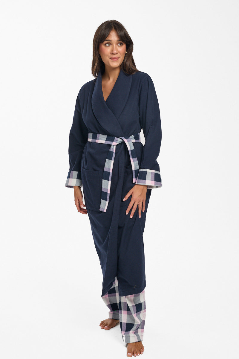 Brushed Cotton Check Robe