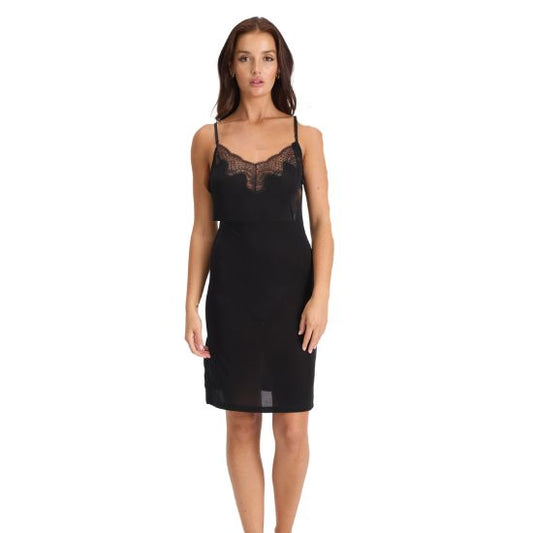 Silk Jersey Lace Slip Black