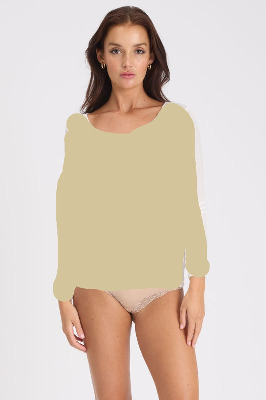 Silk Jersey Long Sleeve Top Nude