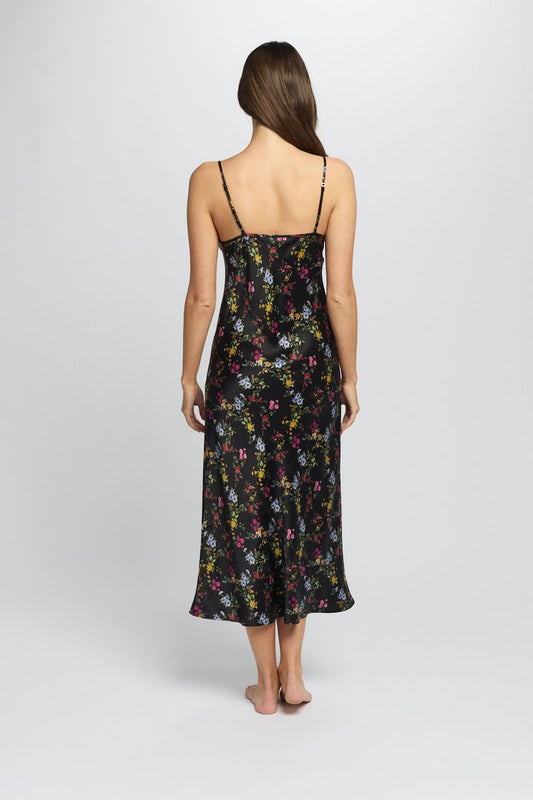 Silk Chemise 3/4 Length - Midnight Garden
