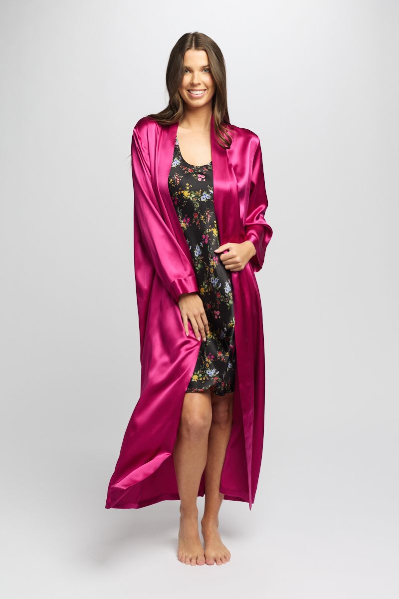 Silk Chemise 3/4 Length - Cerise