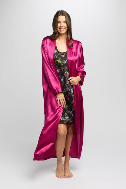 Silk Chemise 3/4 Length - Cerise