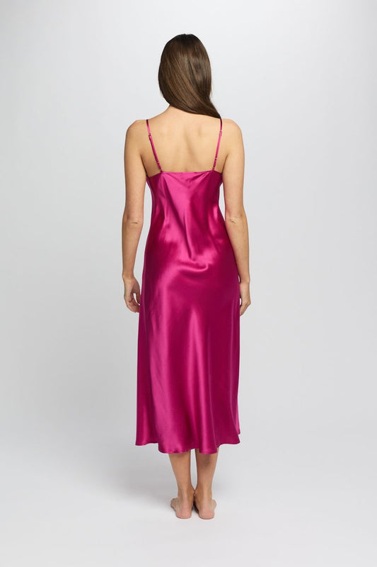 Silk Chemise 3/4 Length - Cerise